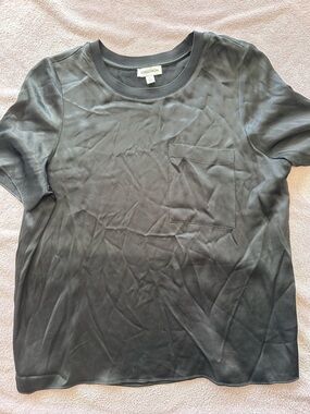 Nordstrom Black Silky Texture Short-Sleeve Pocket Tee